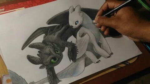 Night fury & Light fury - speed drawing / how to train your 