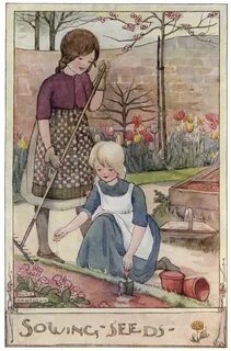 Sowing Seeds'. Anne Anderson illustration scanned from 'The 