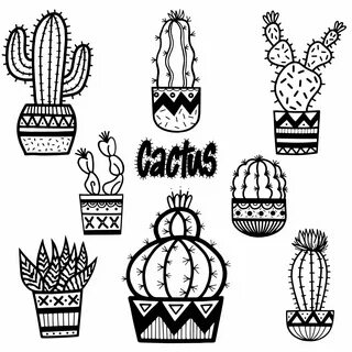 Library of black and white cactus vector black and white png