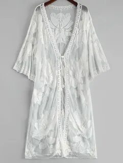 White Floral Sheer Lace Kimono perfect