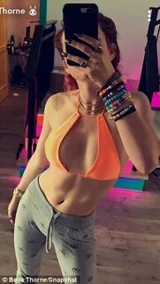 Bella Thorne Snapchats her workout in an orange bra Daily Ma