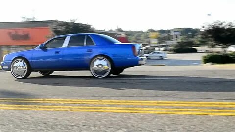 Blue Cadillac DTS on 24" DUB Ganja floaters. - YouTube