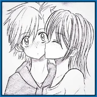 Dibujos De Parejas Anime Besandose : صور انمي ابيض واسود , ك