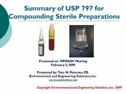 1 Summary of USP 797 for Compounding Sterile Preparations Pr