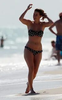 ALICE EVE in Polka Dot Bikini on a Beach in Miami - HawtCele