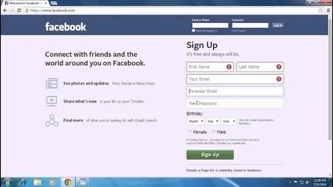 Facebook Sign Up - Facebook Account Registration Create Face