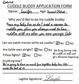 Lucifer Cuddle Buddy Application Form - Gabriel by TheQueeno