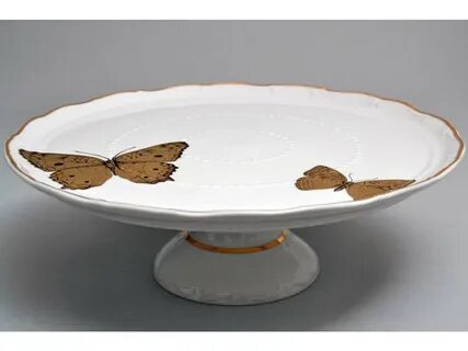 Магнолия Золотые бабочки Тарелка для торта на ножке MZ 30 см