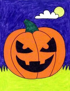 Easy How to Draw a Pumpkin Tutorial and Pumpkin Coloring Pag