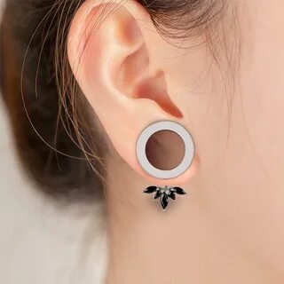 Silver Flower Petal Ear Plugs Piercing Body Jewelry Tunnels 