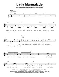 Patty LaBelle Lady Marmalade Sheet Music Notes, Chords Downl
