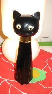 Avon black cat perfume bottle vintage 7 inches tall! click. 