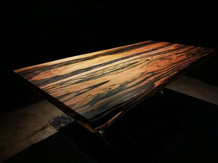 Macassar Ebony Solid Wood Desk Dining Table with Cast Bronze Legs - Macassa...