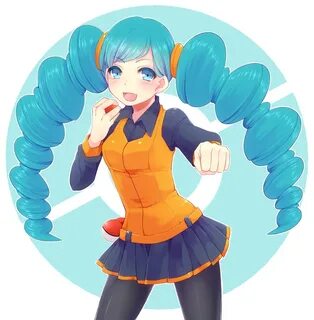 Safebooru - ace trainer (pokemon) aqua hair blue eyes holdin