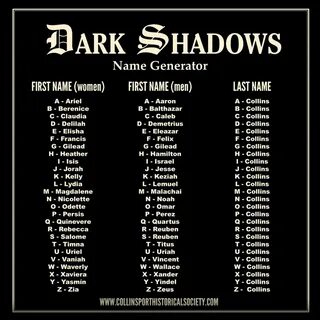 Dark Shadows fun. Name generator, Names, Dark meaning