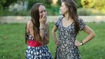 Cute teen girl girlfriends met in the open air. - Royalty Fr