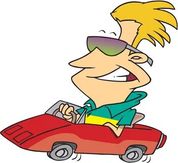 Cartoon Clipart Image Funny Cartoon Guy Driving His - Drivin