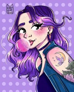 Stardew Valley inspired concept art of a tatted up Abigail P