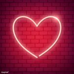 Neon light heart icon on red background free image by rawpix