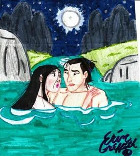 Mulan and Shang bathing in the lake together Dibujos, Prince