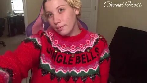 chanel frost, bouncing big boobs, jingle bells, pregnant, pullover.
