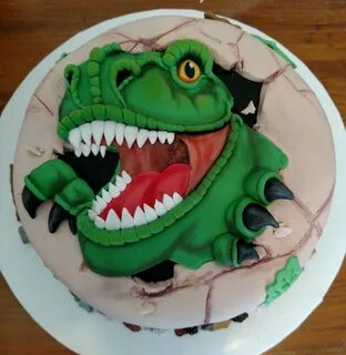 T-Rex Dinosaur Dinosaur birthday cakes, Dinosaur cake, T rex