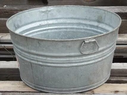 old wash tub galvanized metal washtub w/ original vintage Wh