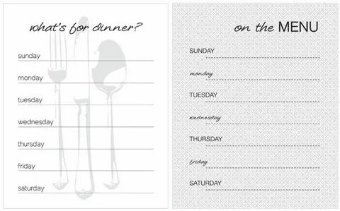 20 Free Menu Planner Printables Fab N' Free Weekly meal plan