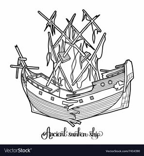Sunken Pirate Ship Coloring Page