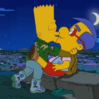 Bart kisses milhouse