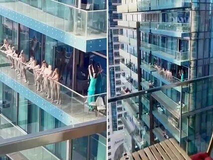 В Дубае группа обнаженных девушек позировалана балконе и поп