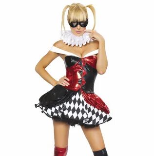 4pc Sexy Clown Adult Woman Halloween Costume