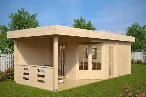 Summer house with shed Paula 12,5m² / 7,5 x 3,2 m / 40mm - H