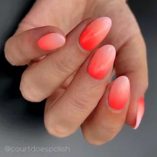 Neon Peach Gradient Nails Coral ombre nails, Ombre nails, Om