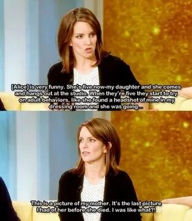 Tina Fey talking about her daughter Tina fey, Women humor, M