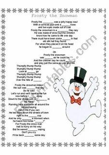 frosty the snowman fill in the blanks lyrics - ESL worksheet
