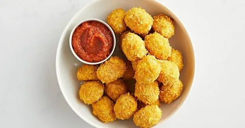 Healthy chicken nuggets with tomato dipping sauce