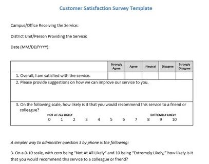 13 Free Sample Customer Satisfaction Survey - Printable Samp