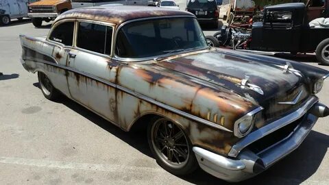 57 showing great patina at Welder Up Las Vegas Rat rod cars,