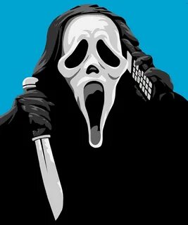 Ghostface - Blue Background Painting by Ian King Pixels