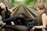 Women`s Legs and Feet in Tights: Legs and Feet in Black Tigh