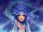 Blue Blue Eyes Blue Hair Crown Fantasy Girl Ice Winter Woman