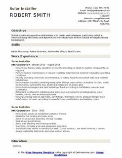 Solar Installer Resume Samples QwikResume