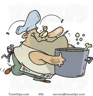 Cartoon Dirty Chubby and Stinky Chef Carrying a Pot #96 by R