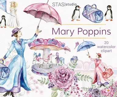 Mary Poppins Watercolor Clipart Carousel Clipart Fairytale E