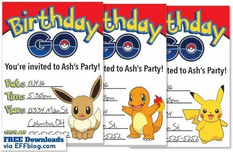 Pokémon GO: Birthday GO DIY Printable Invitations Pokemon in