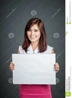 Asian girl blank sign