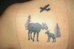 Mom and baby moose with c130 , my newest tattoo Moose tattoo