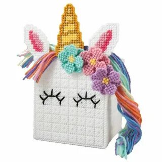 Herrschners ® Unicorn Magic Tissue Box Plastic Canvas Kit Pl