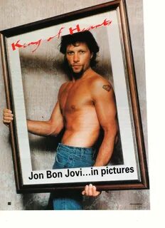Jon Bon Jovi teen magazine pinup clipping shirtless holding 